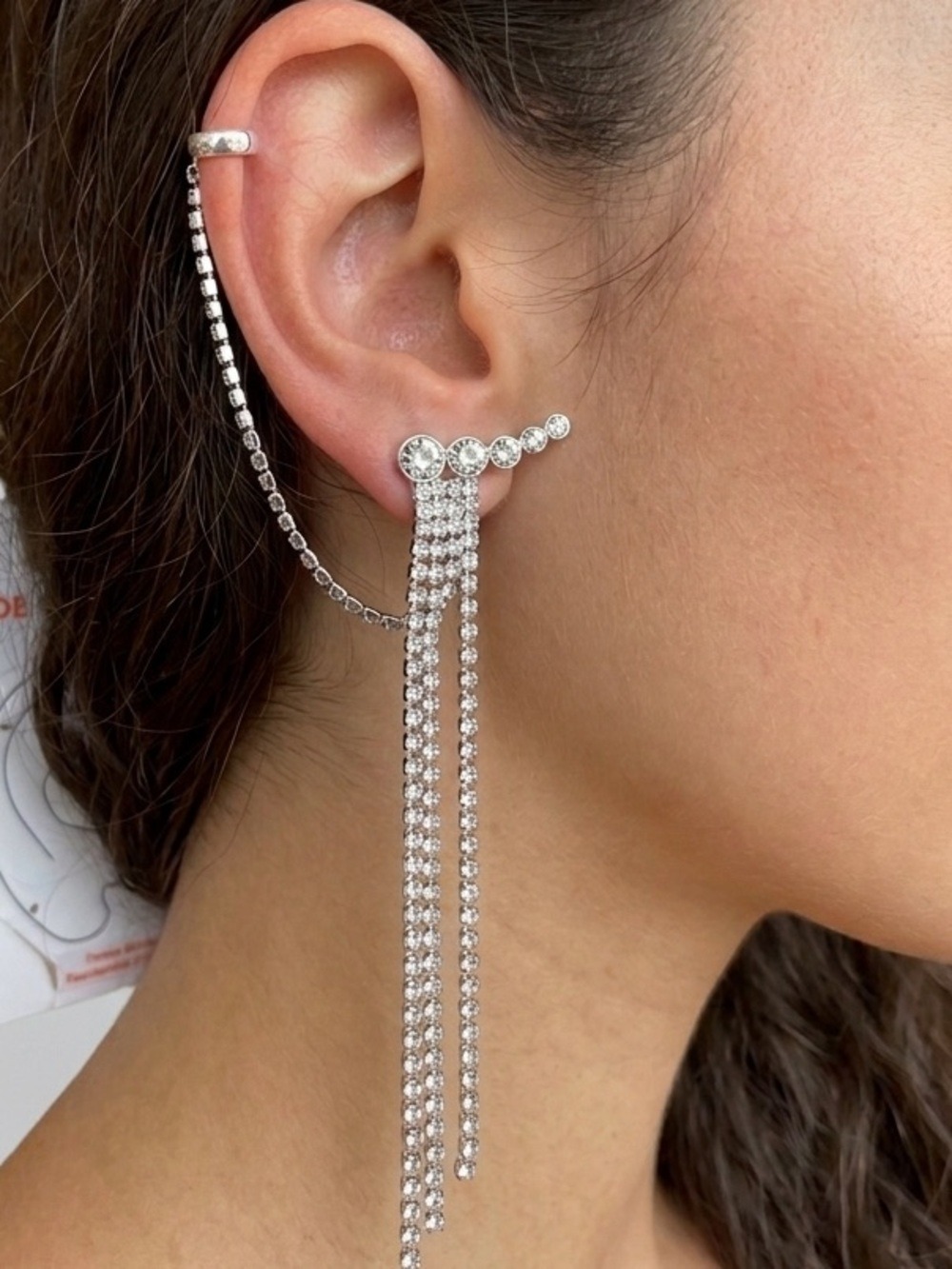 😍CLEARANCE - E55 JOE FRESH Crystal Drop Cuff Earring Faux Single Earring